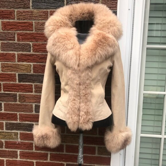 Real Fox Fur Suede Jacket. - Picture 1 of 8